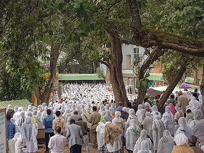 Christians near Holy Trinity Cathedral in Addis Ababa