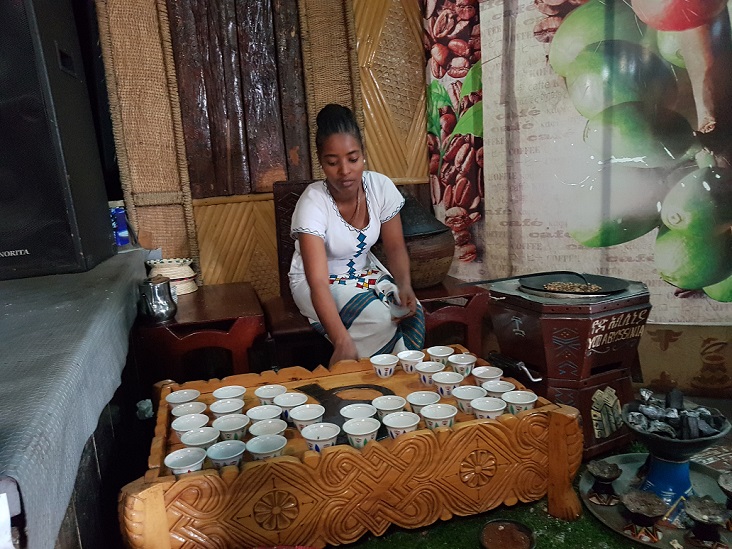 Girl on a Cultural Ethiopian Coffee Ceremony