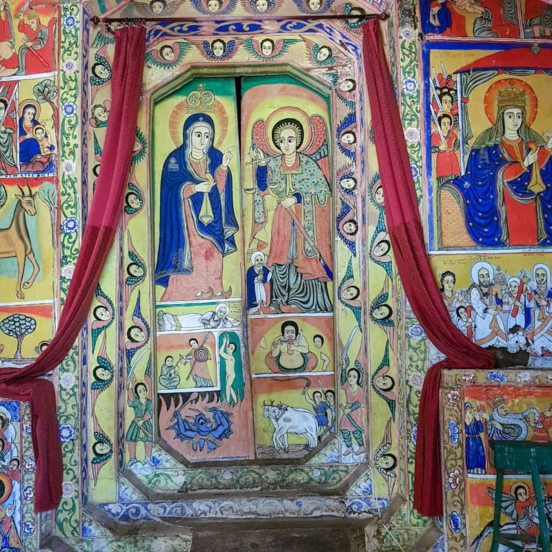 wall painting at an island monastery of Lake Tana Ethiopia