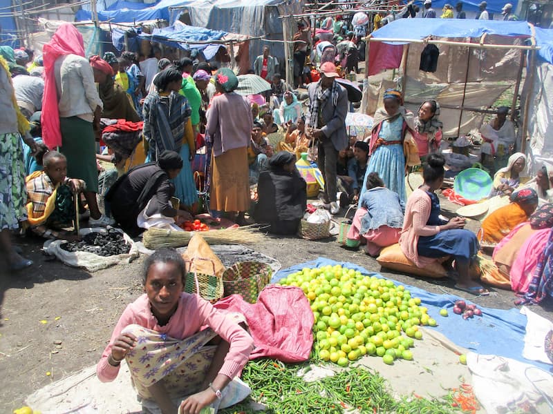 Visit Adadi Maryam on a day tour from Addis Ababa colorful market in Adadi town near the historic rock-hewn church of Adadi Mariam